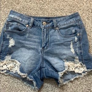 Distressed Jean Shorts with Lace!